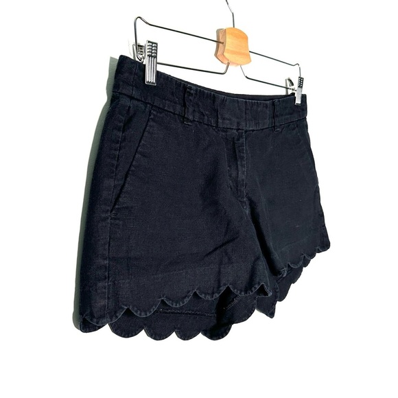 J. Crew | Black Scallop Hem Linen Shorts Size 6 - Picture 2 of 5
